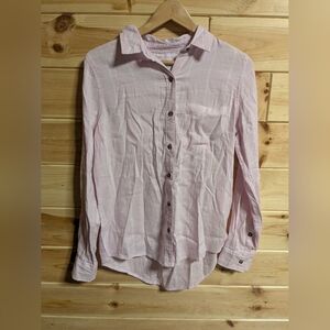 So Favorite Shirt Small Button Down W/Pocket Light Pink/White Multicolor